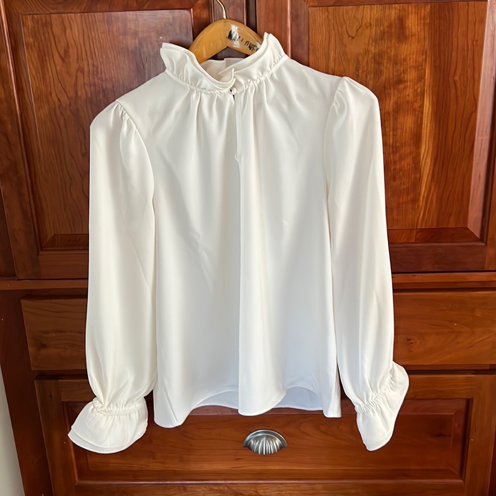 JCrew Ruffle Top in Cream
